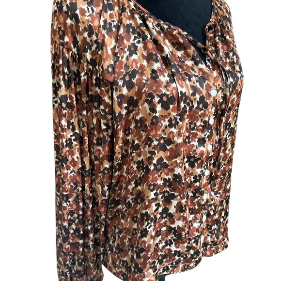 Gap Brown Floral Long Sleeve Blouse Medium - Picture 4 of 7